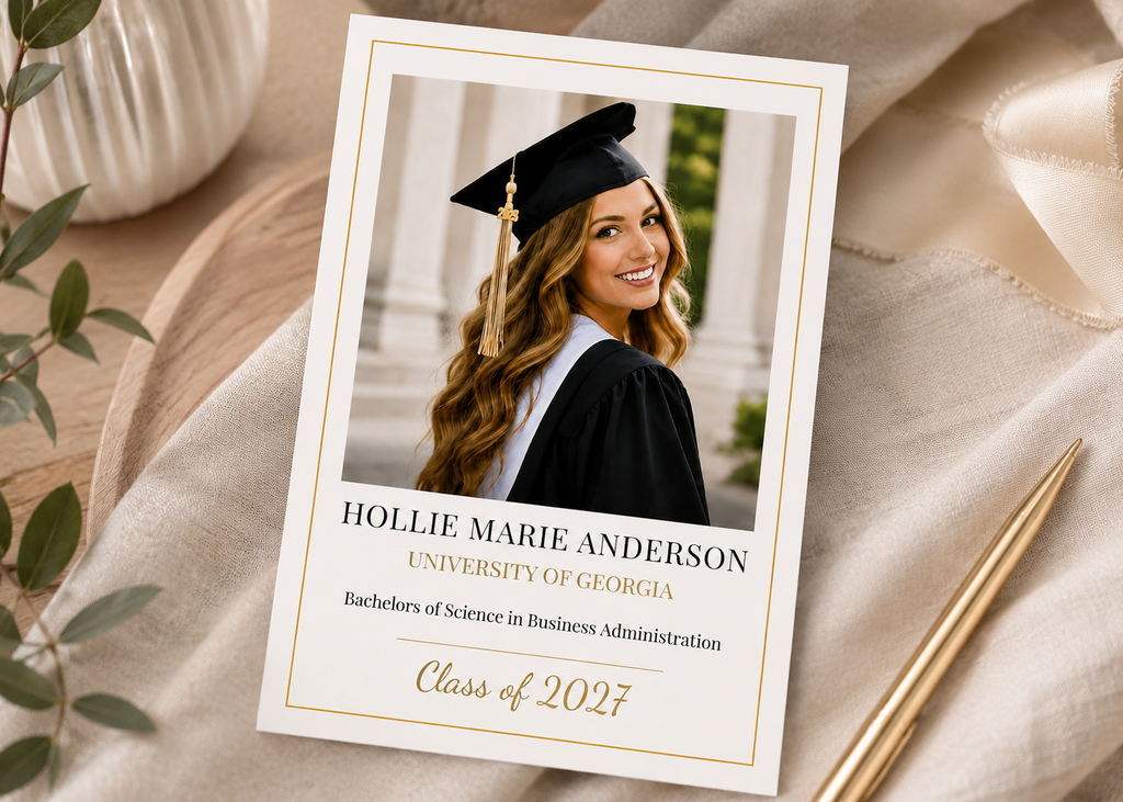 5"x 7" Timeless Collection | Graduation Announcement Cards with Gold Foil Accents | Personalized Photo Graduation Cards
