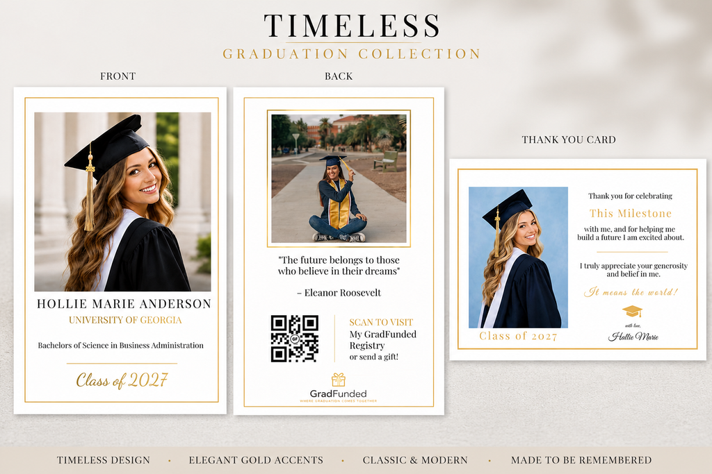 5"x 7" Timeless Collection | Graduation Announcement Cards with Gold Foil Accents | Personalized Photo Graduation Cards